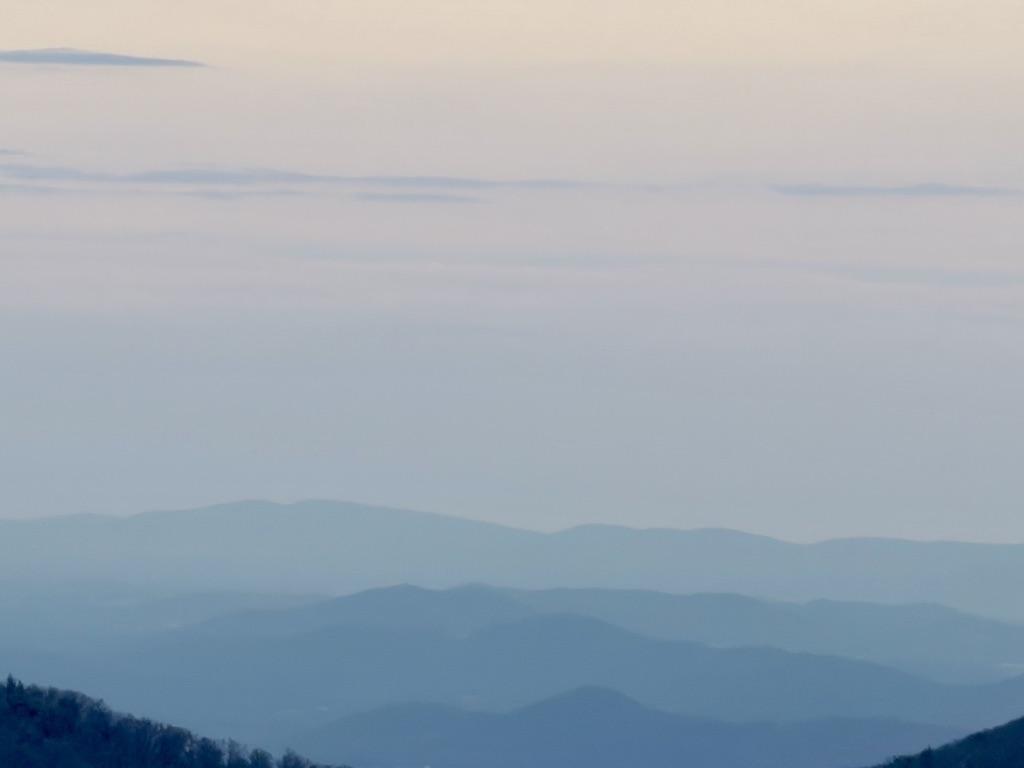Misty Blue Ridge mountain layers at dawn